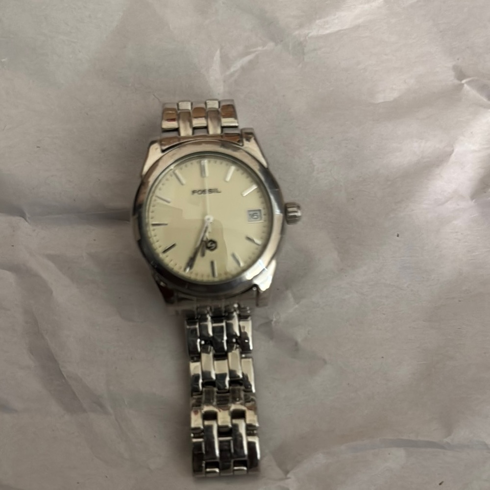Fossil Silver Watch with Cream Dial